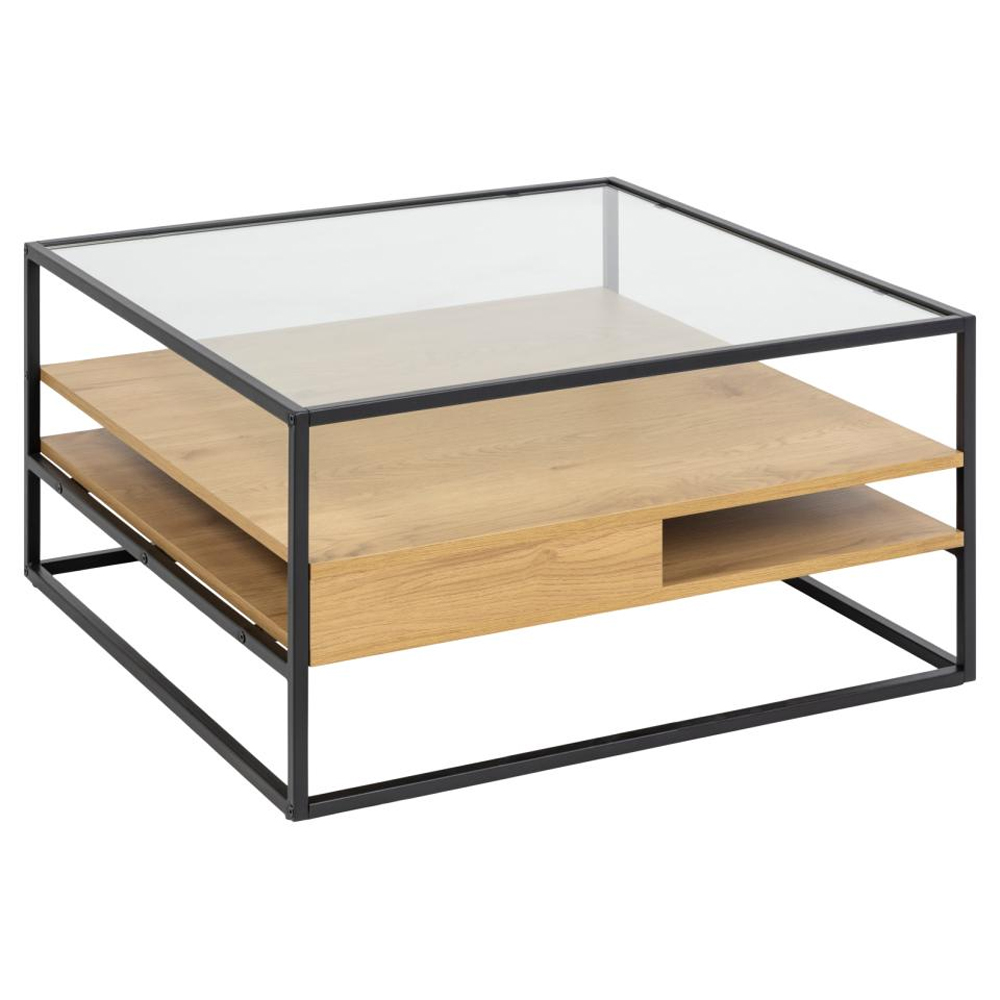 Rattvik Clear Glass Coffee Table In Matt Wild Oak