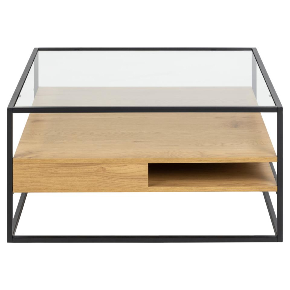 Rattvik Clear Glass Coffee Table In Matt Wild Oak