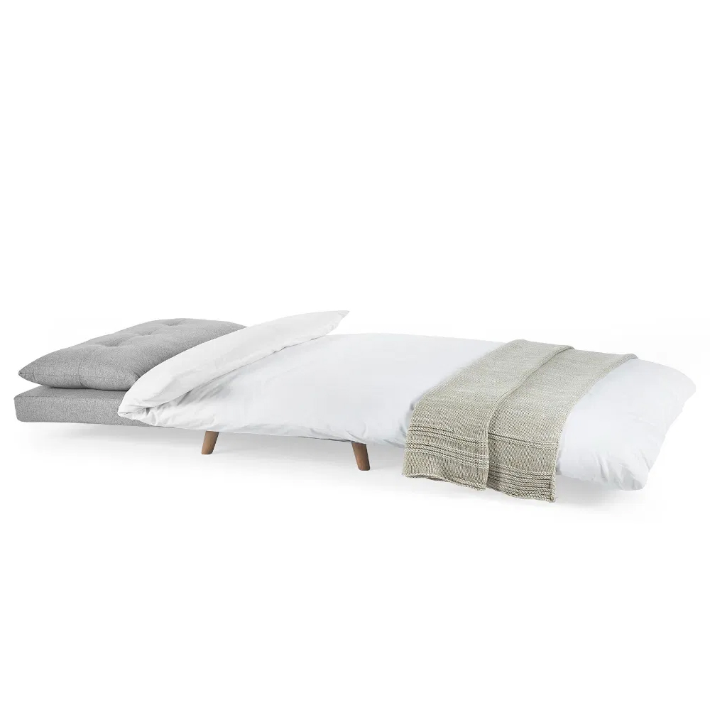 Rattvik Fabric Single Sofabed With Oak Legs In Grey