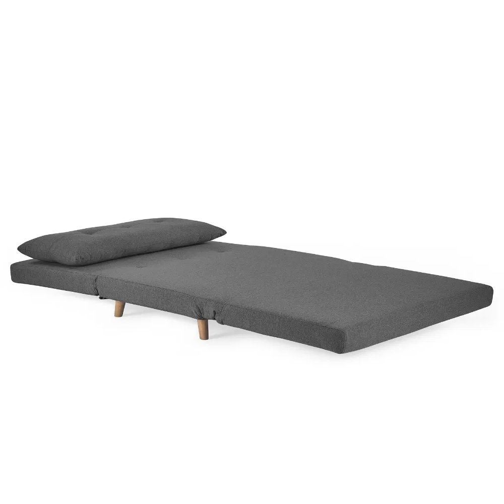 Rattvik Fabric Single Sofabed With Oak Legs In Mid Grey