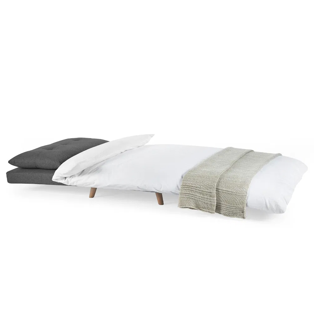 Rattvik Fabric Single Sofabed With Oak Legs In Mid Grey