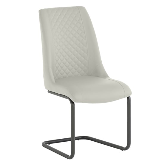 Product photograph of Revila Faux Leather Dining Chair In Stone from Furniture in Fashion