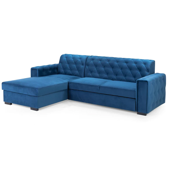 Ravello Plush Velvet Sofa Bed Left Hand In Blue