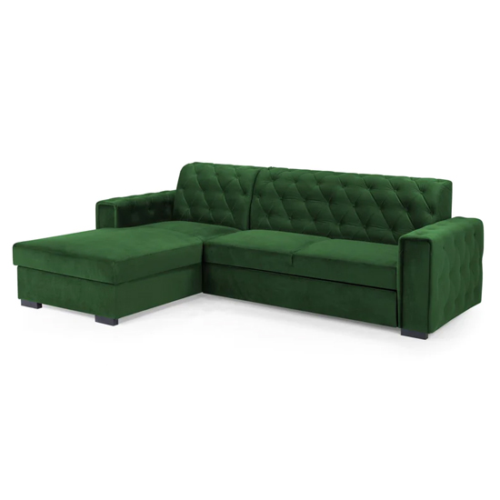 Ravello Plush Velvet Sofa Bed Left Hand In Green