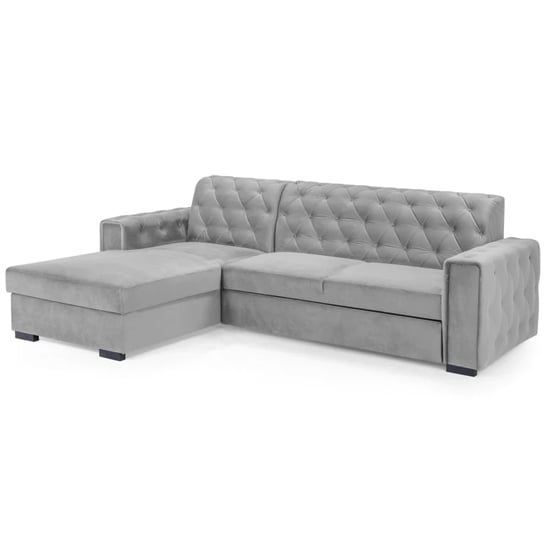 Ravello Plush Velvet Sofa Bed Left Hand In Grey
