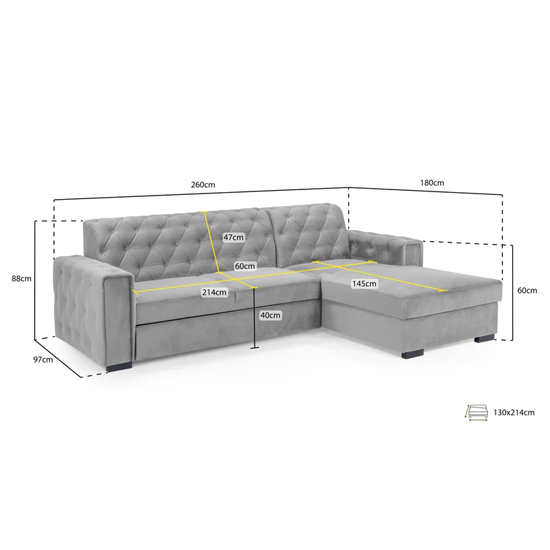 Ravello Plush Velvet Sofa Bed Right Hand In Blue_3