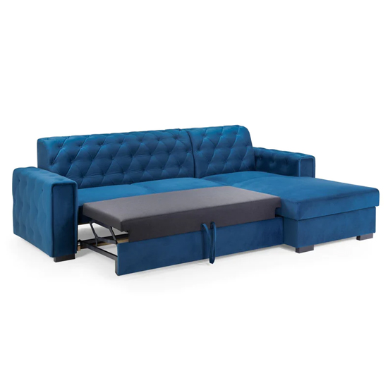 Ravello Plush Velvet Sofa Bed Right Hand In Blue_4