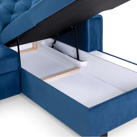Ravello Plush Velvet Sofa Bed Right Hand In Blue_5