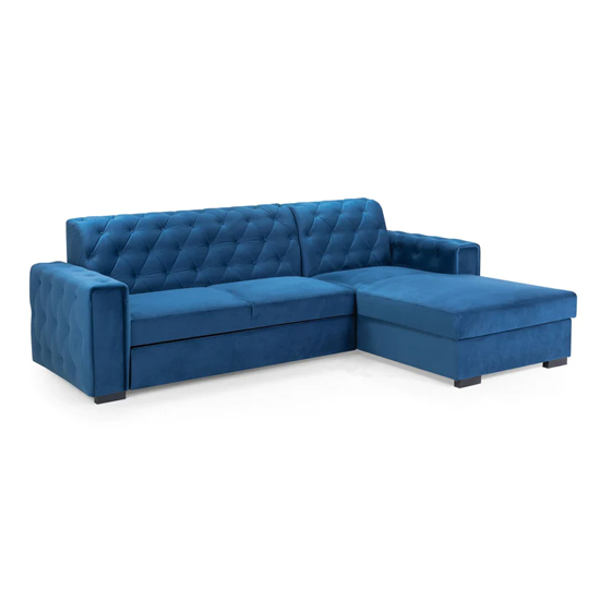 Ravello Plush Velvet Sofa Bed Right Hand In Blue