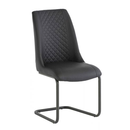 Product photograph of Revila Faux Leather Dining Chair In Grey from Furniture in Fashion