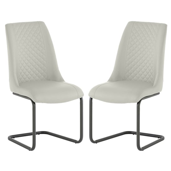 Revila Stone Faux Leather Dining Chairs In Pair