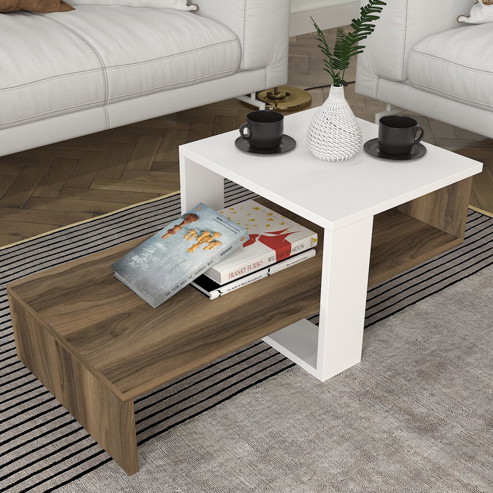 Ravello Wooden Coffee Table With Undershelf In White And Walnut