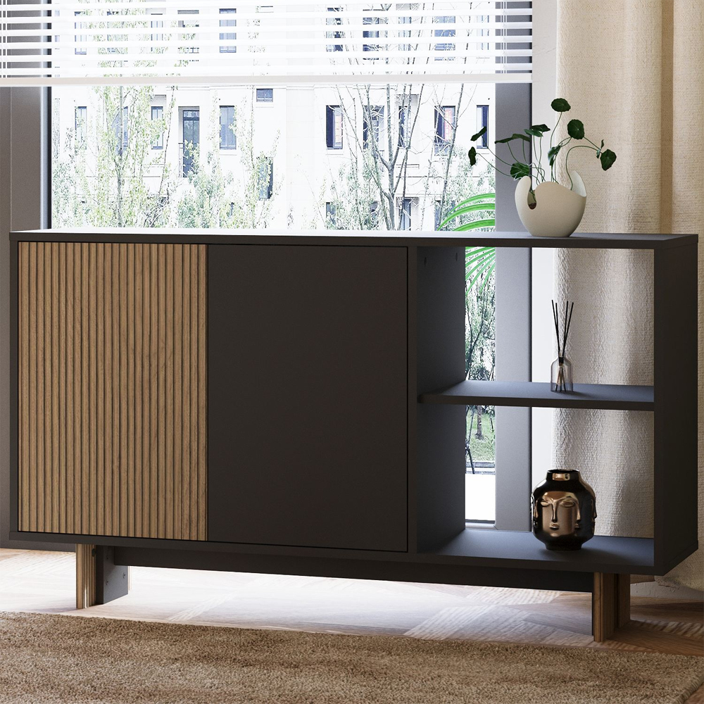 Ravello Wooden Console Table in Anthracite and Warm Oak