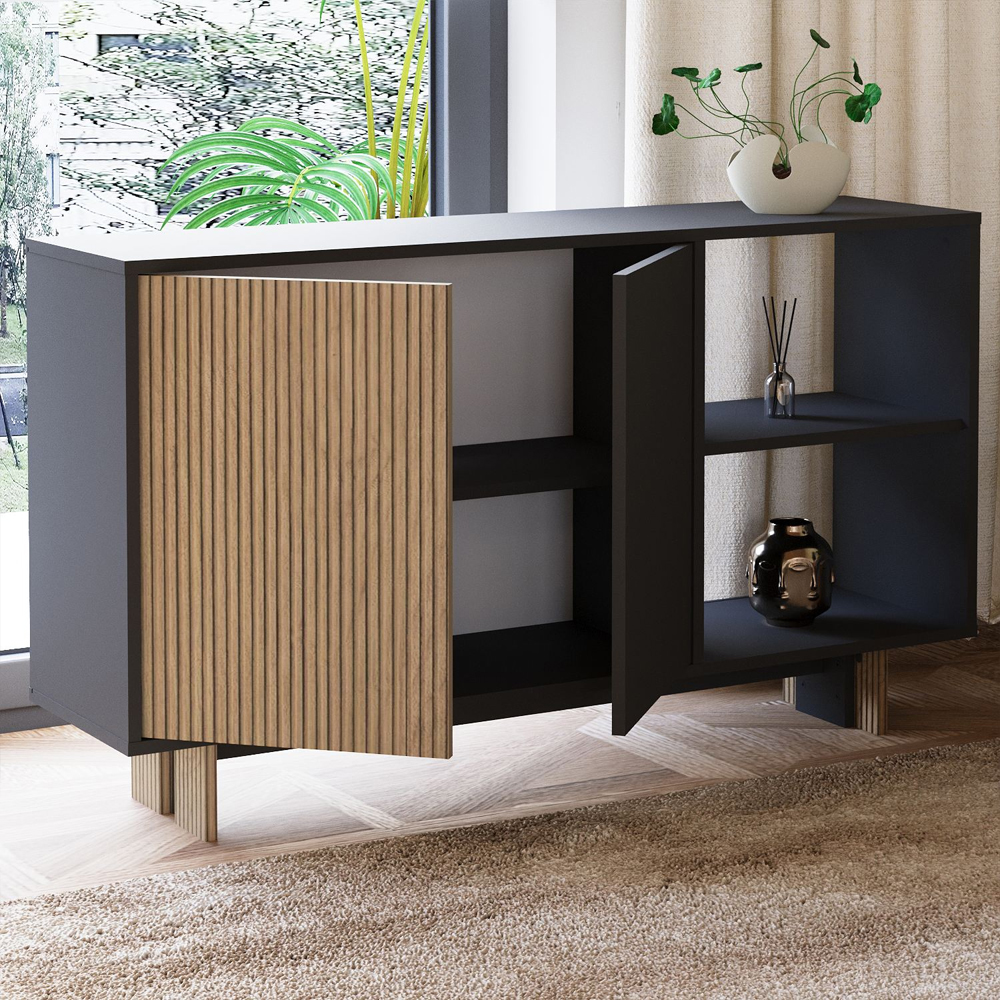 Ravello Wooden Console Table in Anthracite and Warm Oak