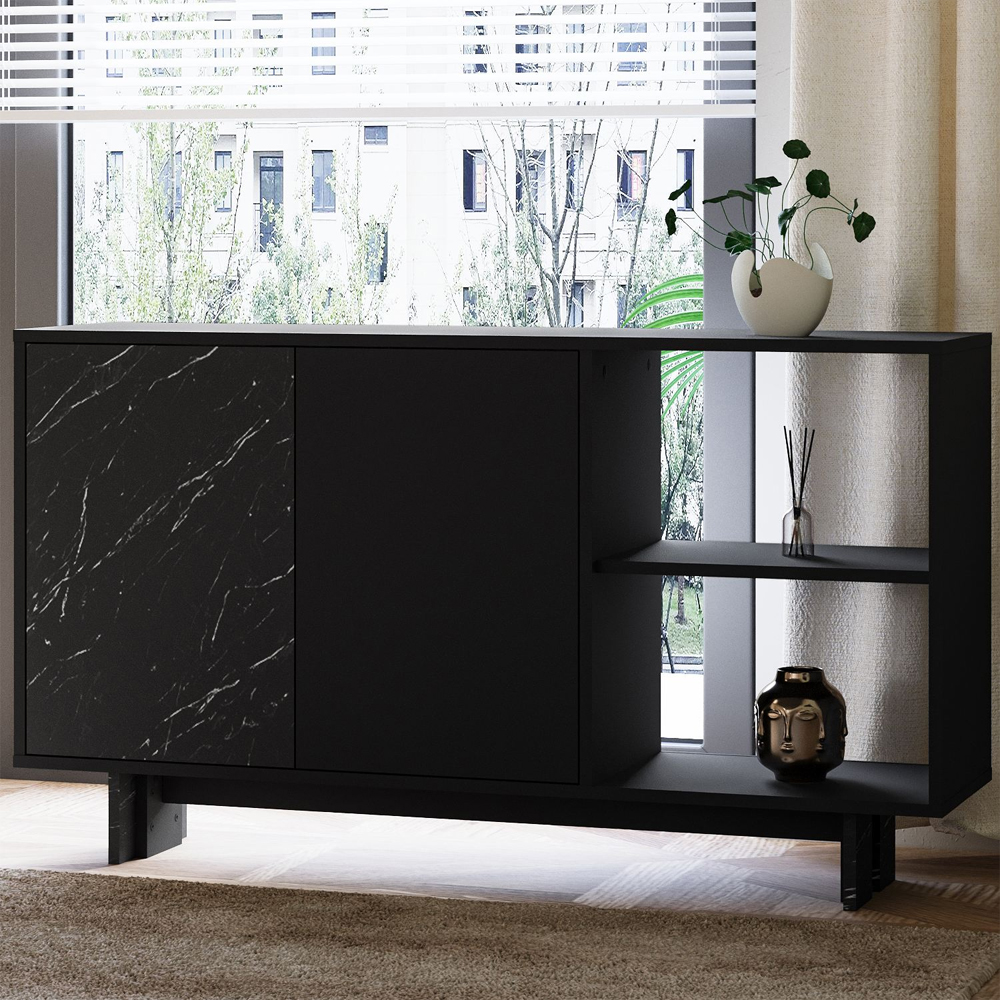 Ravello Wooden Console Table in Black Marble Effect