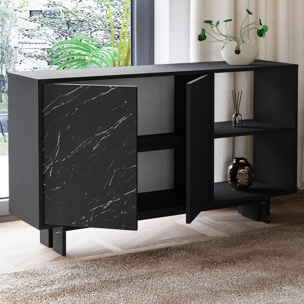 Ravello Wooden Console Table in Black Marble Effect