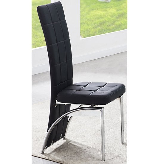 Photo of Ravenna faux leather dining chair in black with chrome legs