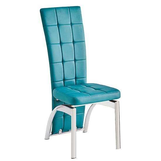 Ravenna Faux Leather Dining Chair In Teal With Chrome Legs