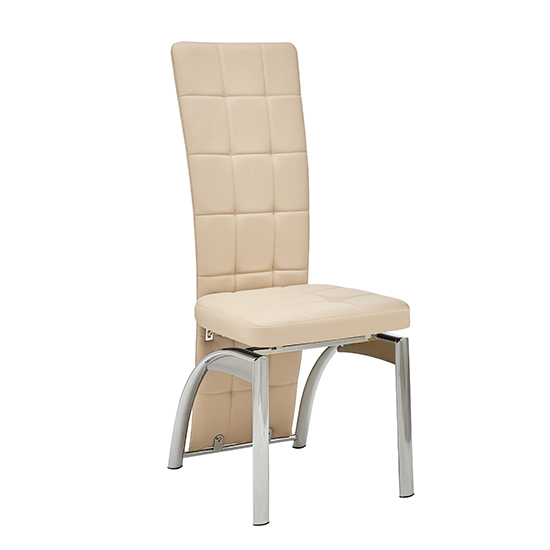 Ravenna Faux Leather Dining Chair In Taupe With Chrome Legs