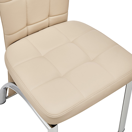 Ravenna Faux Leather Dining Chair In Taupe With Chrome Legs