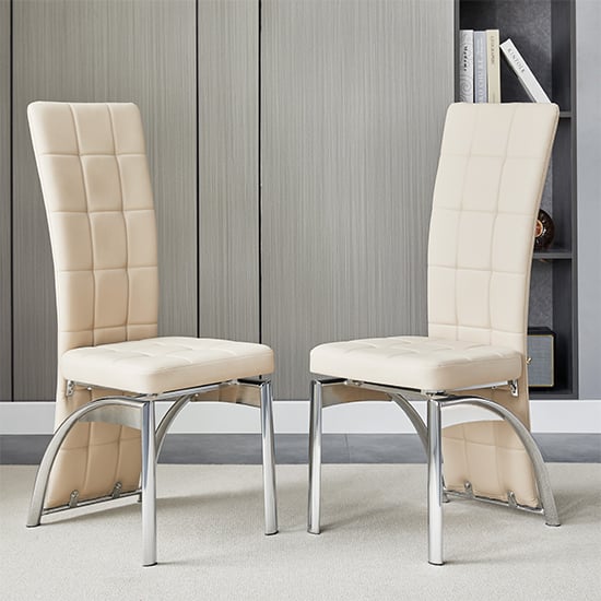 Product photograph of Ravenna Taupe Faux Leather Dining Chairs In Pair from Furniture in Fashion
