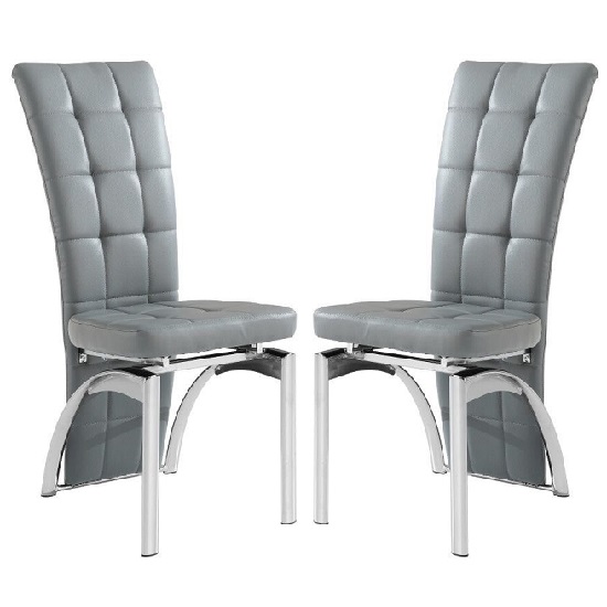 Ravenna Dining Chair In Grey Faux Leather In A Pair Furniture In