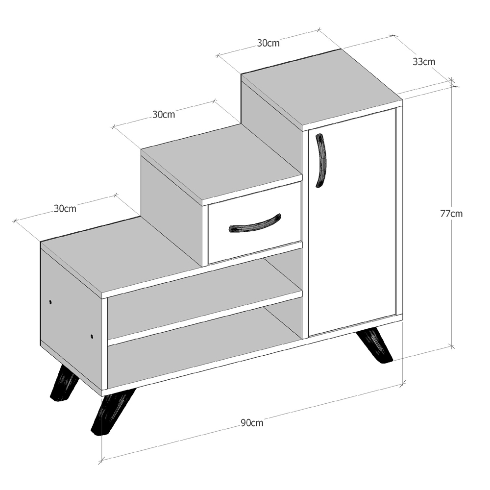 Ravio Wooden Shoe Storage Cabinet in Atlantic Pine and White