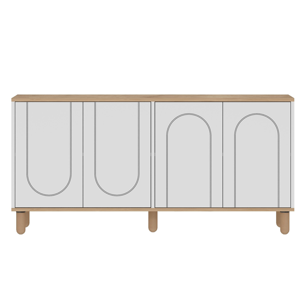 Ravone Wooden Sideboard with 4 Doors in Sapphire Oak and White