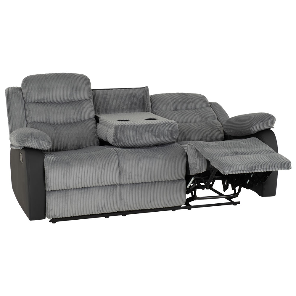 Rawlins Fabric Faux Leather Recliner 3+2 Seater Sofa Set in Grey and Black