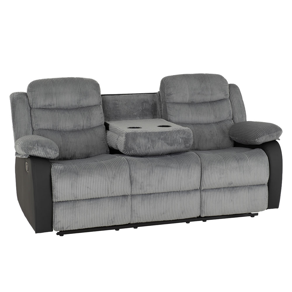 Rawlins Fabric Faux Leather Recliner 3+2 Seater Sofa Set in Grey and Black