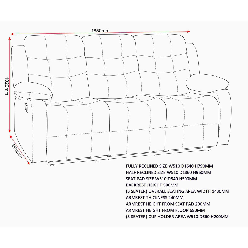 Rawlins Fabric Faux Leather Recliner 3+2 Seater Sofa Set in Grey and Black