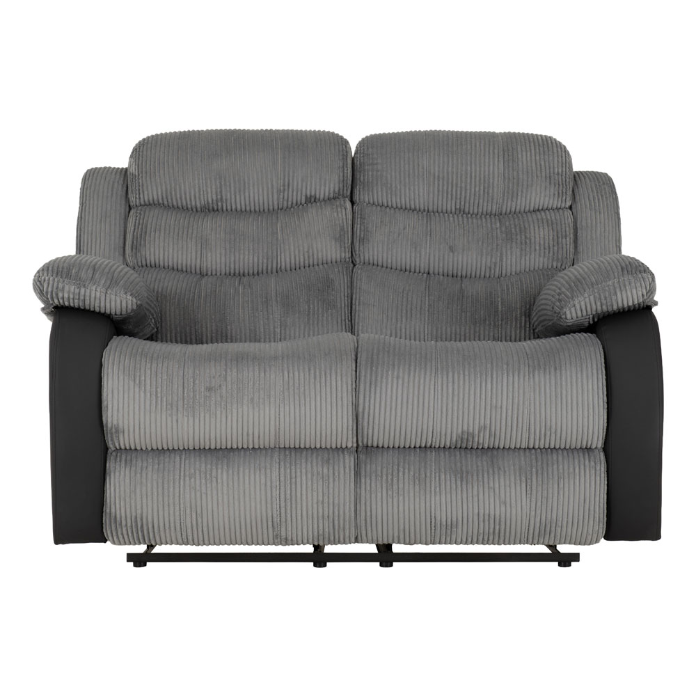 Rawlins Fabric Faux Leather Recliner 3+2 Seater Sofa Set in Grey and Black