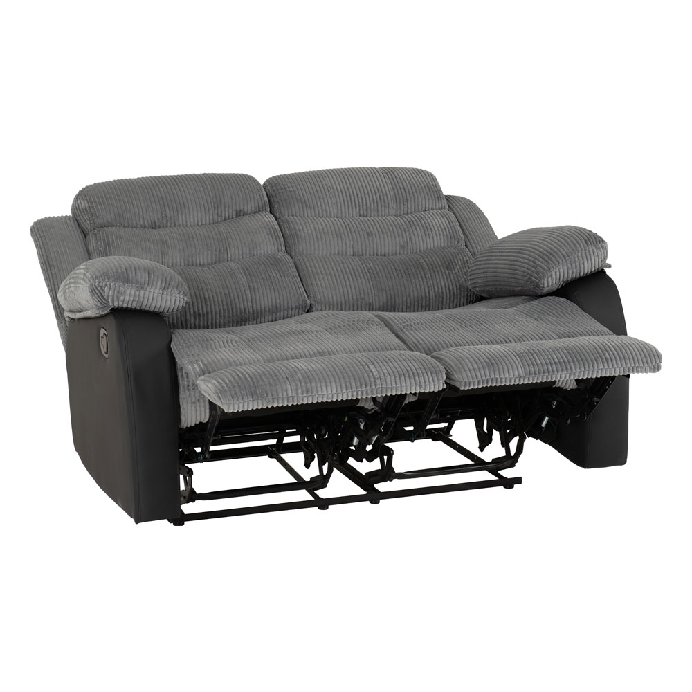 Rawlins Fabric Faux Leather Recliner 3+2 Seater Sofa Set in Grey and Black