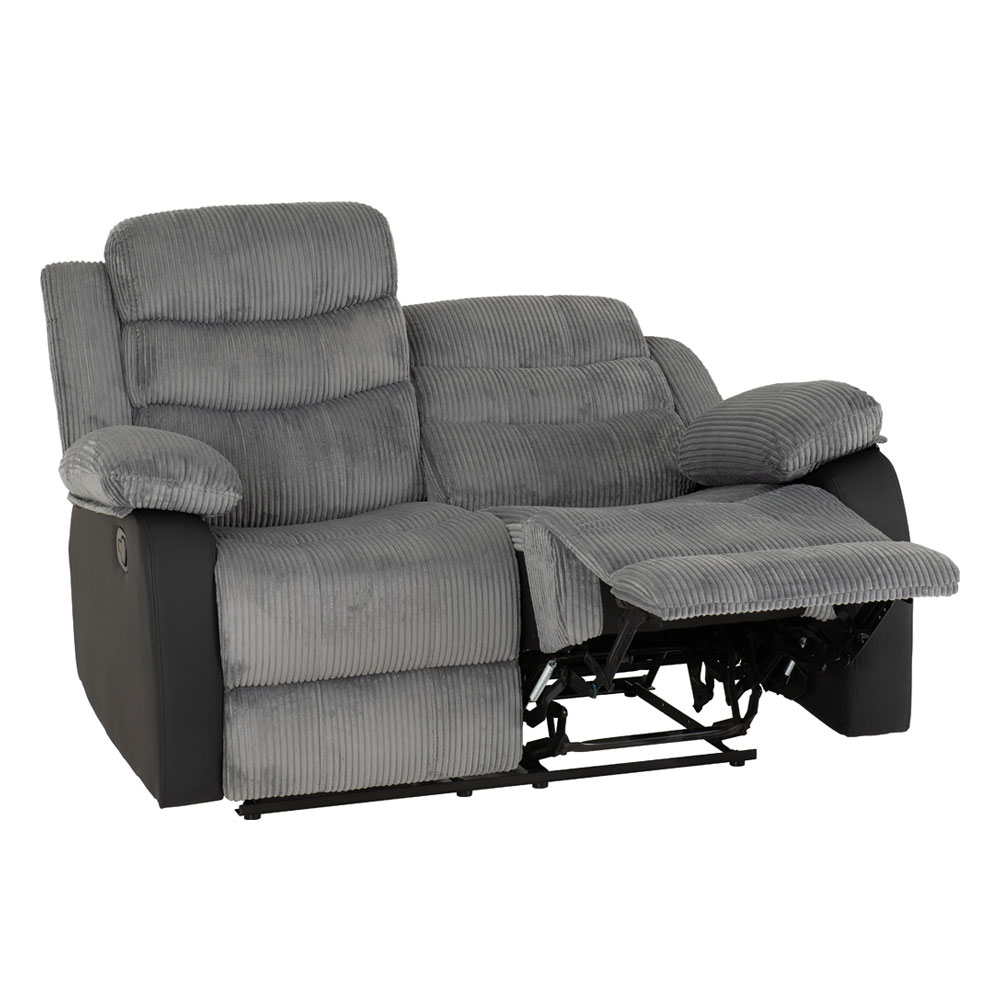 Rawlins Fabric Faux Leather Recliner 3+2 Seater Sofa Set in Grey and Black