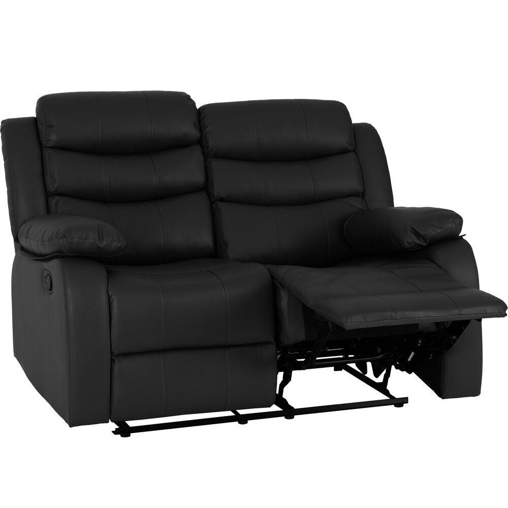 Rawlins Faux Leather Recliner 2 Seater Sofa in Black