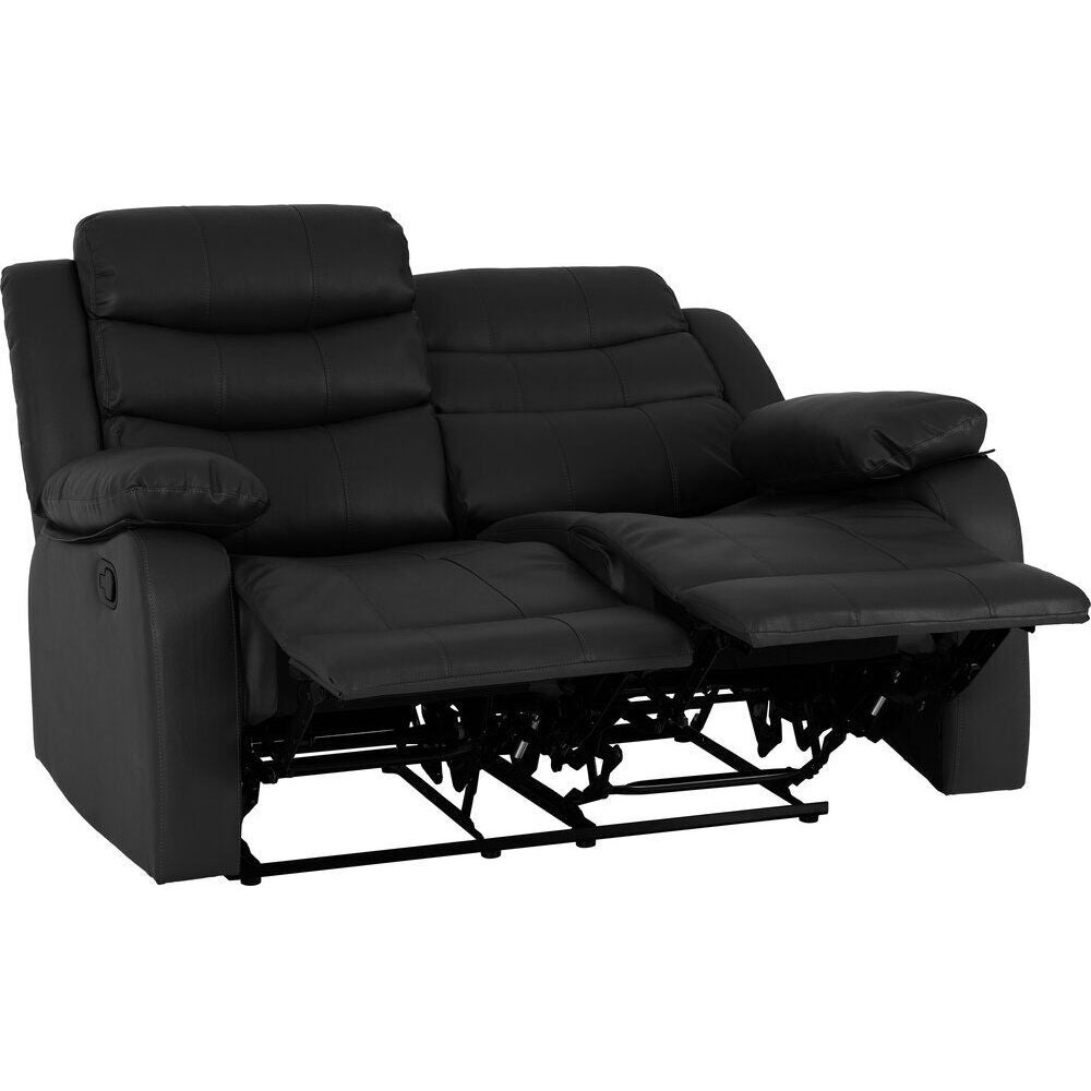 Rawlins Faux Leather Recliner 2 Seater Sofa in Black