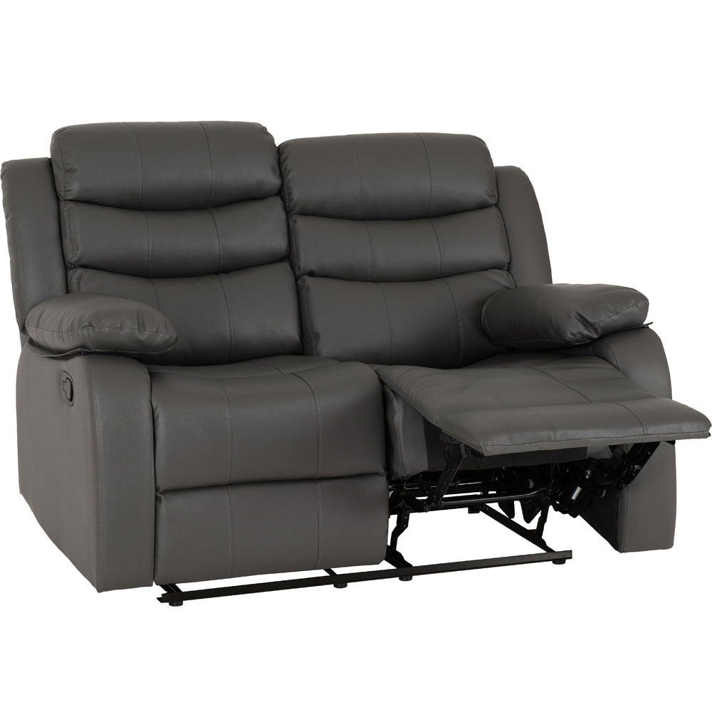Rawlins Faux Leather Recliner 2 Seater Sofa in Grey