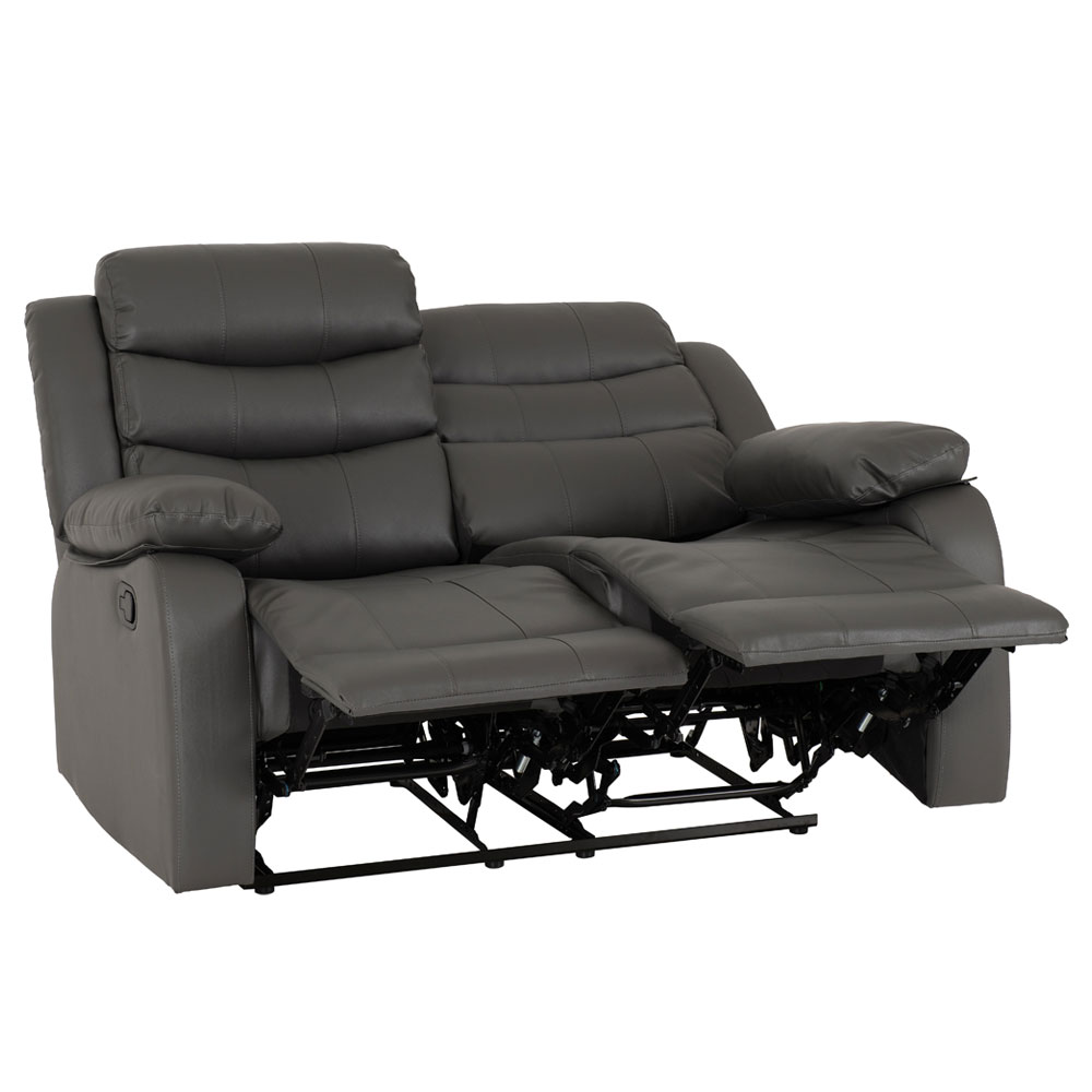 Rawlins Faux Leather Recliner 2 Seater Sofa in Grey
