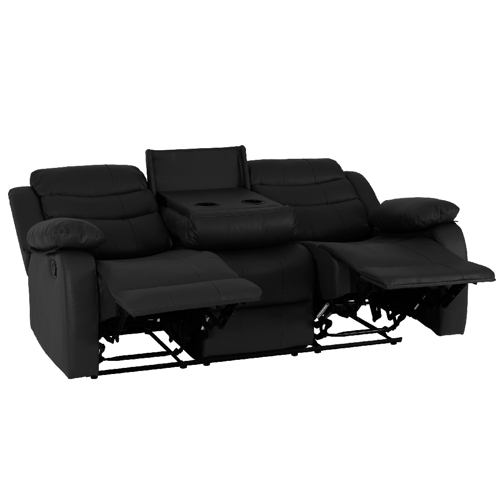 Rawlins Faux Leather Recliner 3+2 Seater Sofa Set In Black