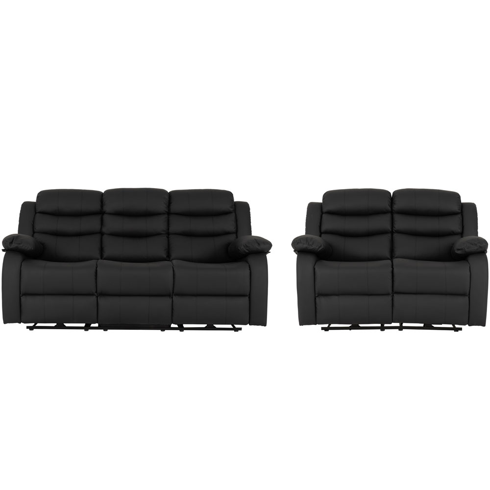 Rawlins Faux Leather Recliner 3+2 Seater Sofa Set in Black