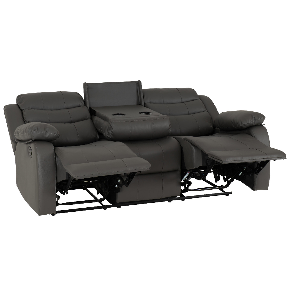 Rawlins Faux Leather Recliner 3+2 Seater Sofa Set In Grey