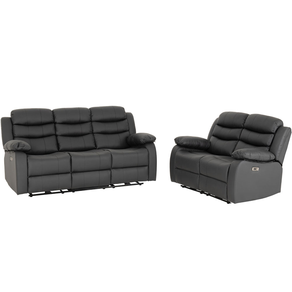 Rawlins Faux Leather Recliner 3+2 Seater Sofa Set in Grey