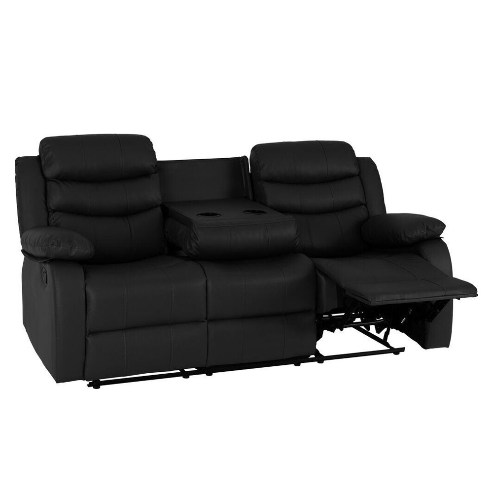 Rawlins Faux Leather Recliner 3+2 Seater Sofa Set in Black