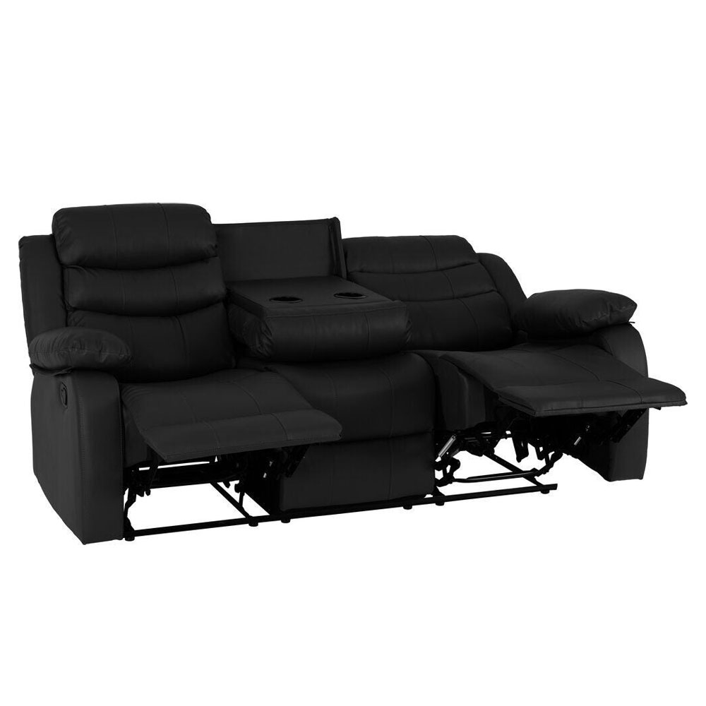 Rawlins Faux Leather Recliner 3+2 Seater Sofa Set in Black