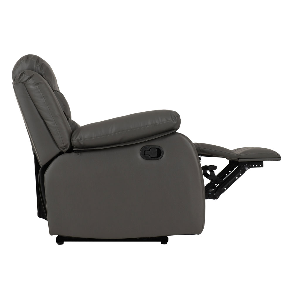 Rawlins Faux Leather Recliner 3 Seater Sofa in Grey