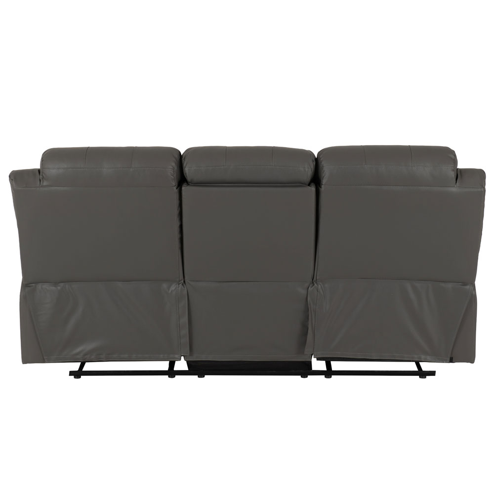 Rawlins Faux Leather Recliner 3 Seater Sofa in Grey