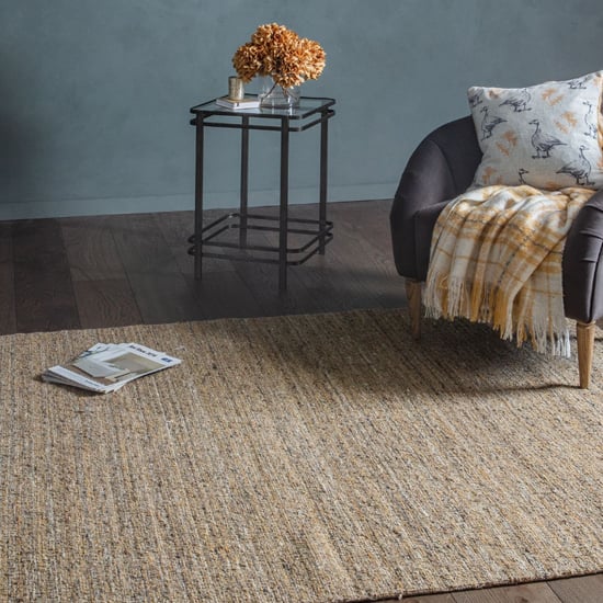Product photograph of Rawlins Viscose And Wool Fabric Rug In Grey And Ochre from Furniture in Fashion