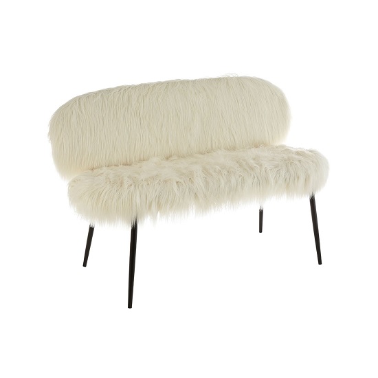 Merope White Faux Fur Sofa With Black Legs In Pair_2