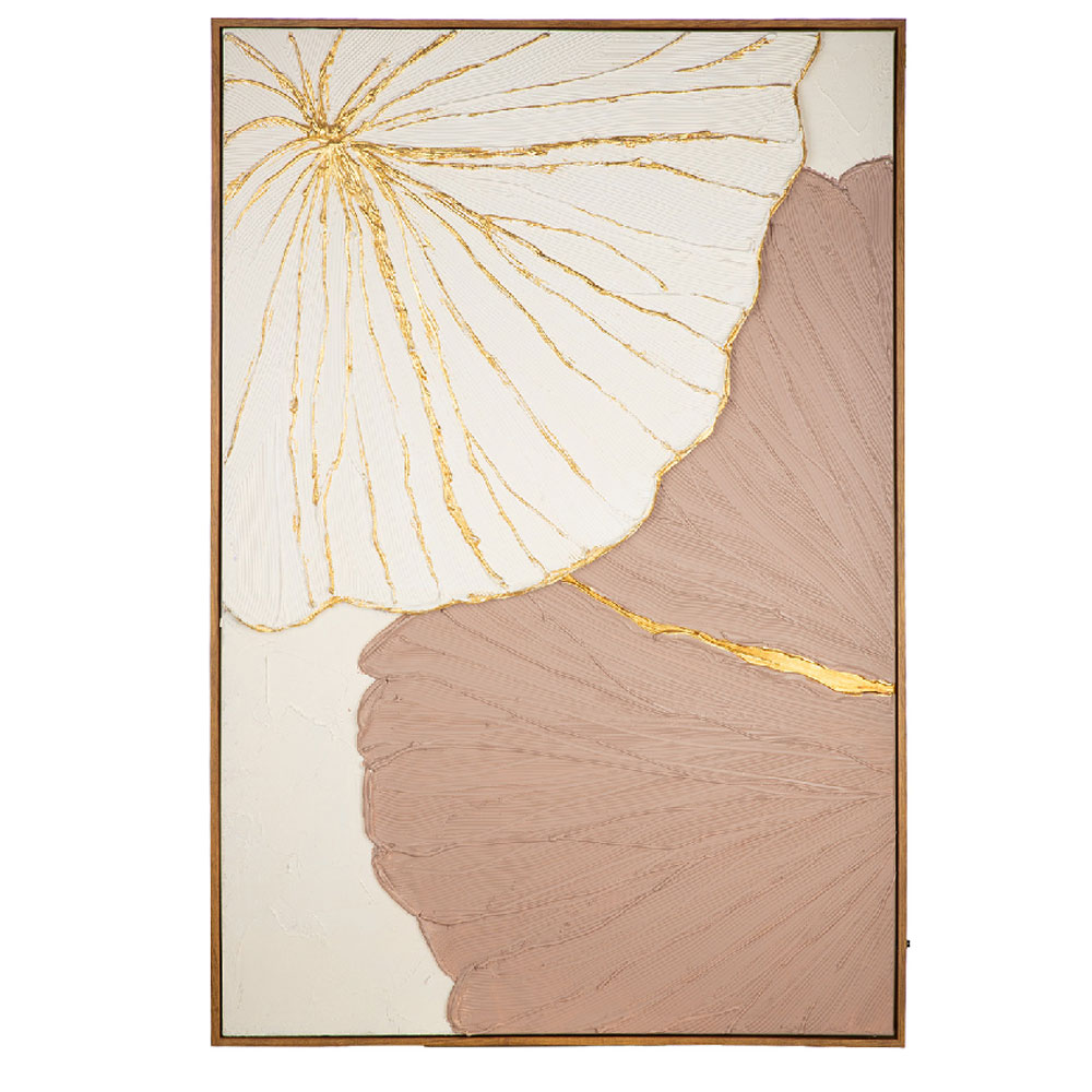 Raxen Canvas Flower Pattern Wall Art in Brown and White