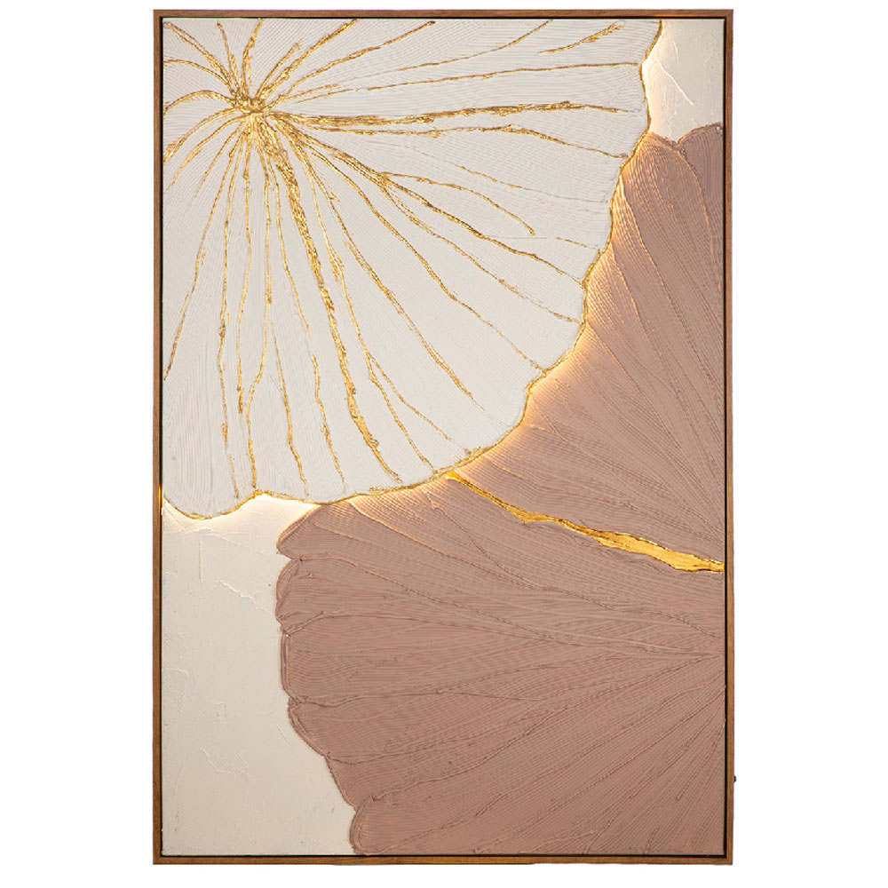 Raxen Canvas Flower Pattern Wall Art in Brown and White